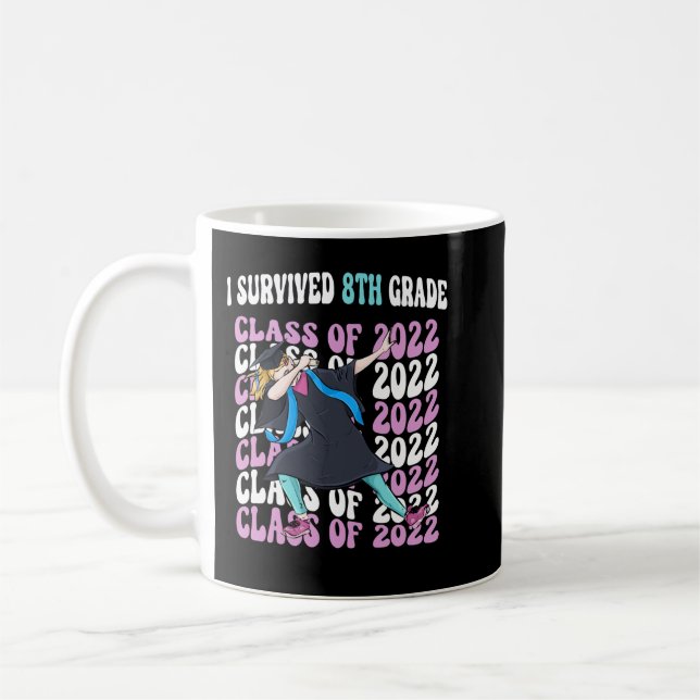  Girls Dabbing Graduation I survived 8th Grade Cla Coffee Mug (Left)