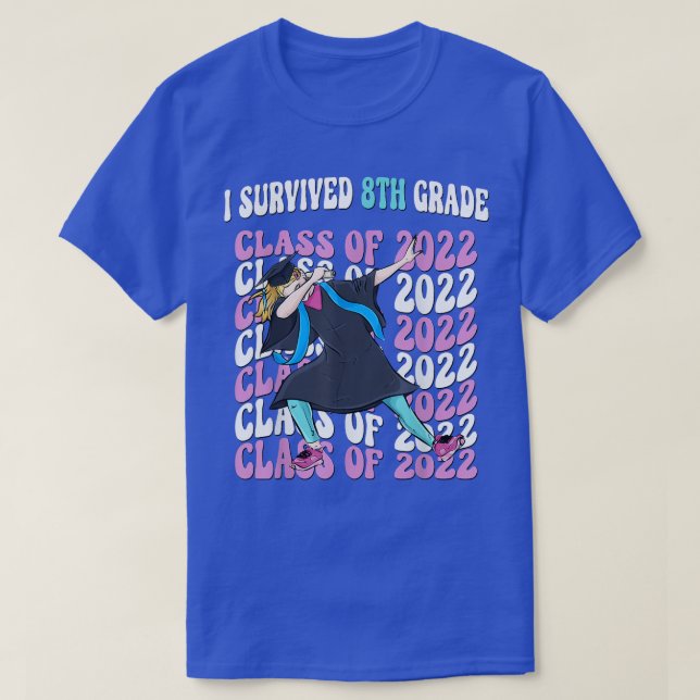 Girls Dabbing Graduation I survived 8th Grade Clas T-Shirt (Design Front)