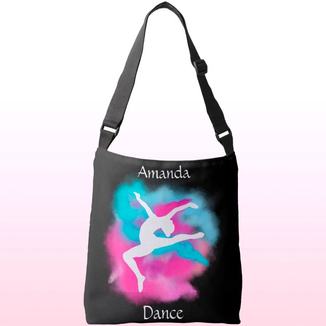 Girls Dance Leap Pink Blue Colour Bomb with Name   Crossbody Bag (Creator Uploaded)