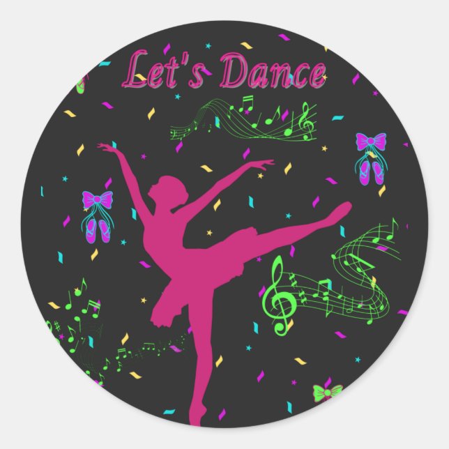 Girls Dance Musical Notes Classic Round Sticker (Front)