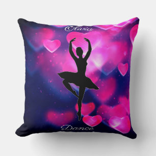 Girls Dance Pink and Purple Floating Hearts  Cushion