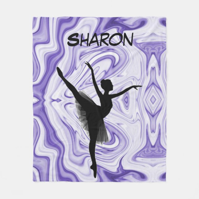 Girls Dance White and Purple Swirl Fleece Blanket (Front)