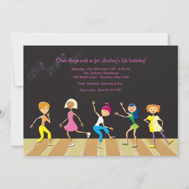 Girls Dancing Party Invitation (Custom) (Front)