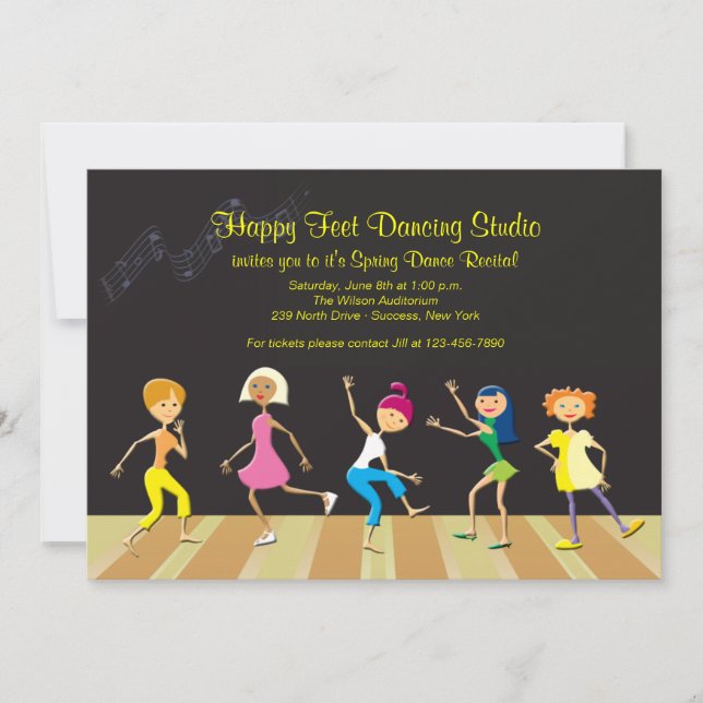 Girls Dancing Recital Invitation (Front)