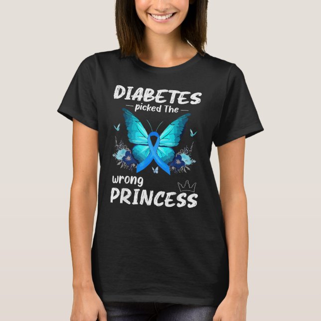 Girls  Diabetes Picked The Wrong Princess T1D Awar T-Shirt (Front)