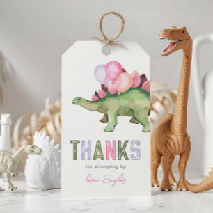 Girl's Dinosaur Birthday Party Favour Tags