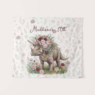 Girls Dinosaure Birthday Tapestry