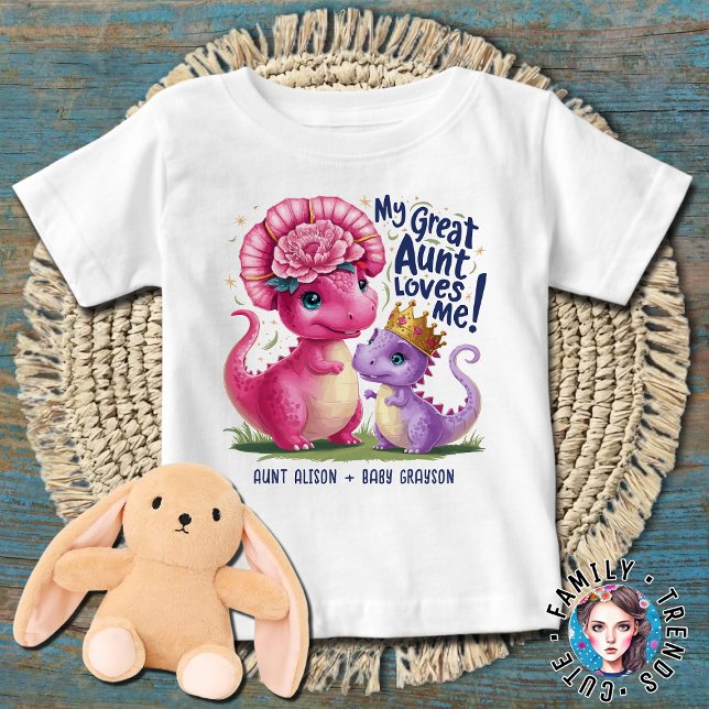 Girls Dinosaurs My Great Aunt Loves Me Baby T-Shirt (Creator Uploaded)