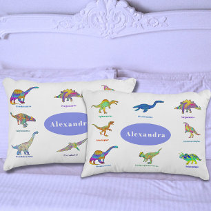 Girls Dinosaurs with names Pattern Periwinkle Pillowcase