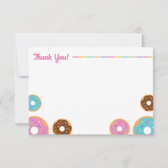 Girl's Doughnut Party - Thank You Note Card (Front)