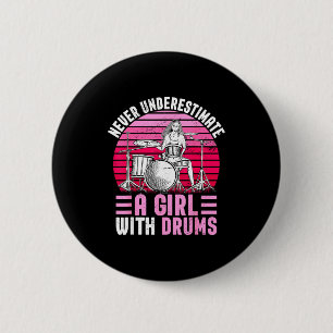 Girls Drummer Drum Set Drumming Funny  6 Cm Round Badge