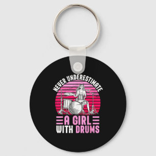 Girls Drummer Drum Set Drumming Funny Key Ring