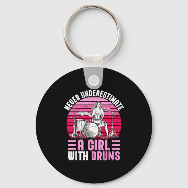 Girls Drummer Drum Set Drumming Funny  Key Ring (Front)
