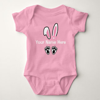 Girls Easter Bunny Ears One Piece Bodysuit Pink