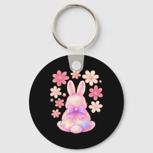 Girls Easter Bunny Face Pink Easter Kids Toddler G Key Ring