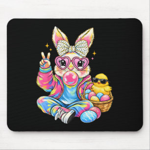 Girls Easter Cute Bunny Coquette Pink Easter Kids Mouse Pad