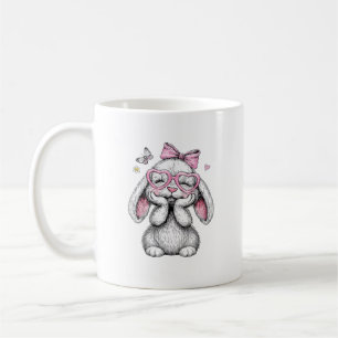 Girls Easter Cute Bunny Face Pink Easter Kids Todd Coffee Mug