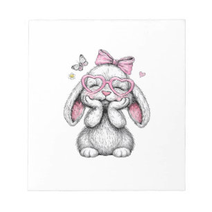 Girls Easter Cute Bunny Face Pink Easter Kids Todd Notepad