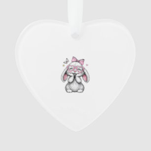 Girls Easter Cute Bunny Face Pink Easter Kids Todd Ornament