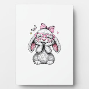 Girls Easter Cute Bunny Face Pink Easter Kids Todd Plaque