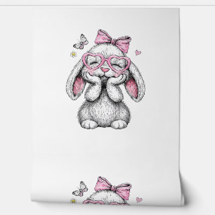 Girls Easter Cute Bunny Face Pink Easter Kids Todd Wallpaper