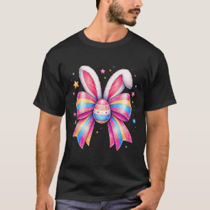 Girls Easter Cute Coquette Bow Egg Easter Kids Gir T-Shirt