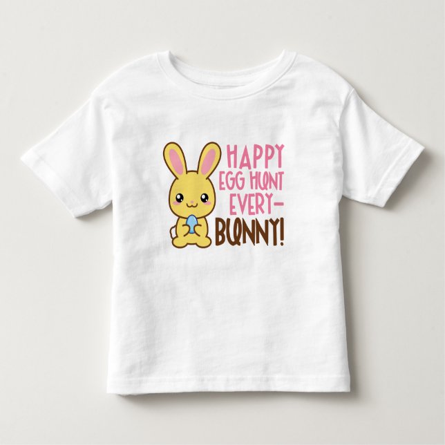 Girls Easter egg hunt bunny word art t-shirt (Front)