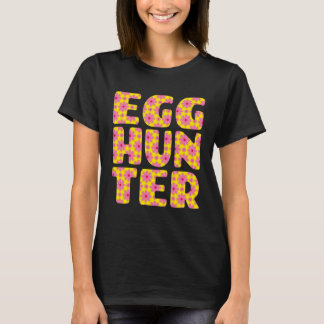 Girls Easter Egg Hunting   Yellow Pink Flowers Pri T-Shirt