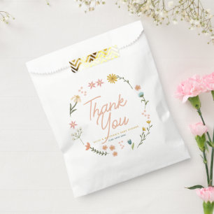 Girls Elegant Boho Wildflower Pink Baby Shower Favour Bag
