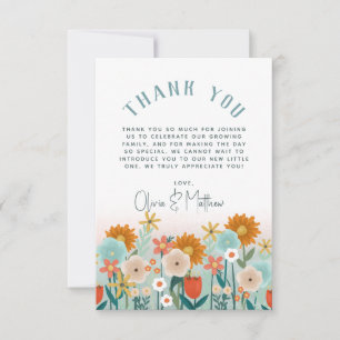 Girls Elegant Floral Thank You Baby Shower Card