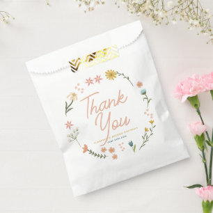 Girls Elegant Pink Boho Wildflower Girls Birthday Favour Bag