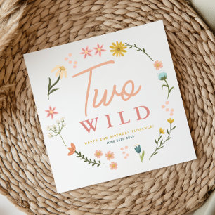 Girls Elegant Two Wild Wildflower 2nd Birthday Napkin
