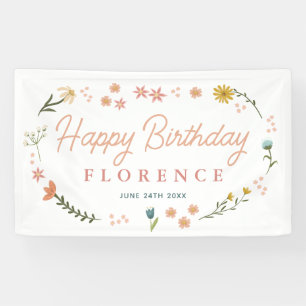 Girls Elegant Wildflower Birthday Welcome Sign