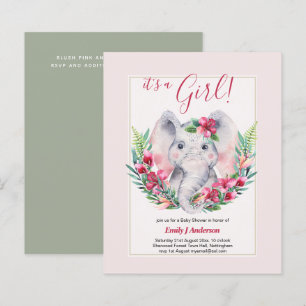 GIRLS Elephant Flowers Baby Shower GENDER REVEAL