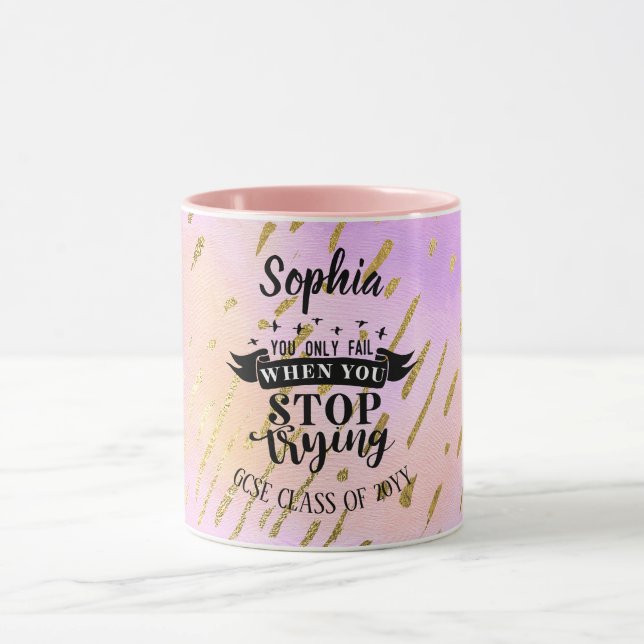 Girls Exam Success Mugs Motivational Quotes PINK (Center)