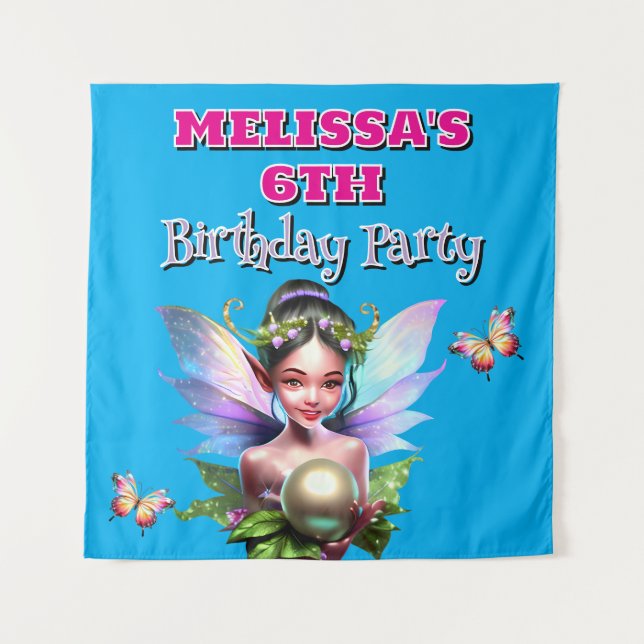 Girls fairy birthday theme party decorations  tapestry (Front)