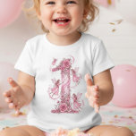 Girls Fairy First Pink 1st Birthday Outfit Baby T-Shirt<br><div class="desc">First birthday t-shirt with magical pink floral fairy number one design. Adorned with delicate roses and whimsical fairies,  this artwork captures the essence of a fairytale storybook. It's perfect for a baby girl's 1st bday party and photoshoots capturing precious memories of this milestone. Don't forget to personalize the back!</div>