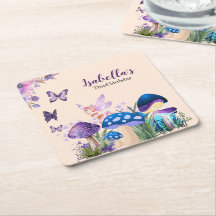 Girls Fairy Purple Mushroom Butterfly Birthday