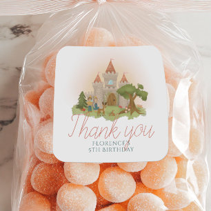 Girls Fairytale Castle Kids Birthday Favour Classic Round Sticker