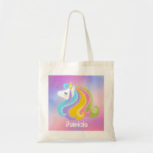 Girls Fantasy unicorn add name tote bag