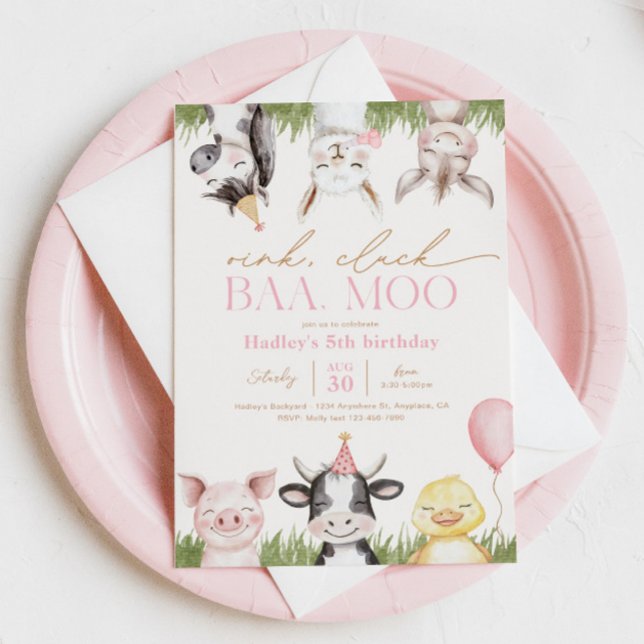 Girl's Farm Birthday Party Invitations (Creator Uploaded)