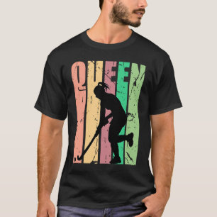 Girls Field Hockey Birthday Colourful Queen Cute R T-Shirt