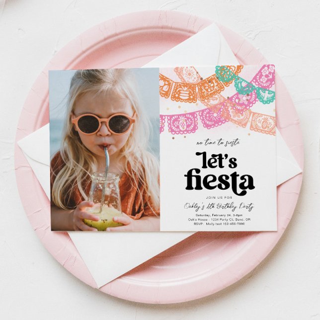 Girl's Fiesta Photo Birthday Invitation (Creator Uploaded)