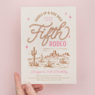 Girl's Fifth Rodeo Birthday Invitation