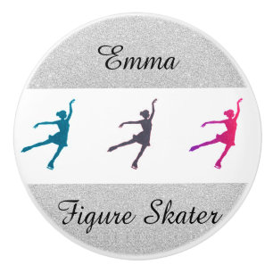 Girls Figure Skater / Ice Skating Personalised Ceramic Knob