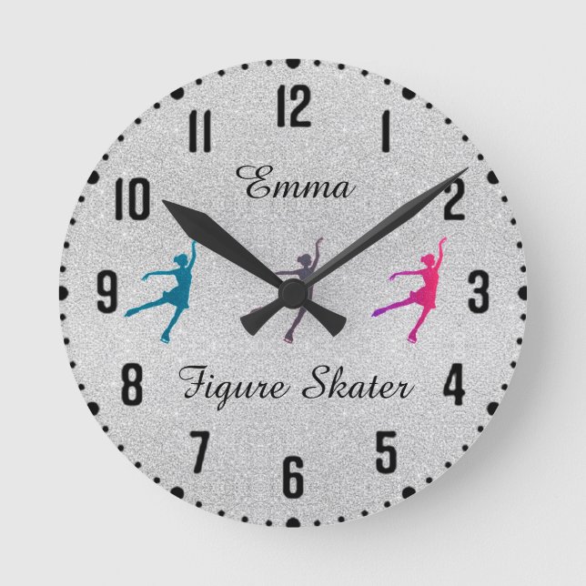 Girls Figure Skater / Ice Skating Round Clock (Front)