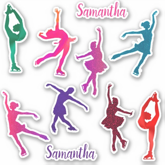 Girls Figure Skating Custom-Cut Vinyl Stickers (Front)