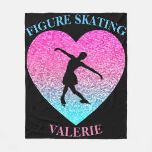 Girls Figure Skating Fleece Blanket w/ Her Name