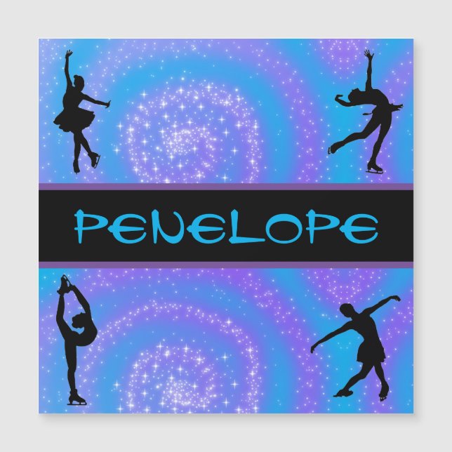 Girls Figure Skating Personalised Magnetic Card (Front)