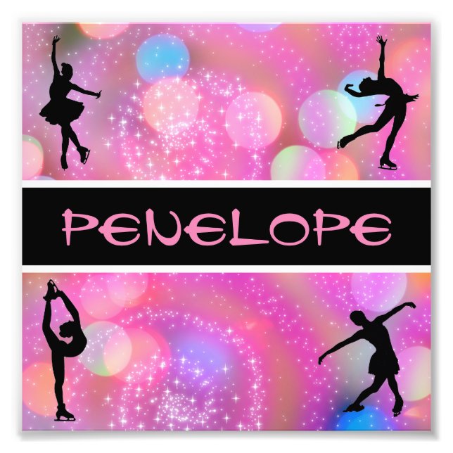 Girls Figure Skating Personalised   Photo Print (Front)